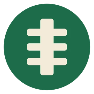 The Osir mark: a green disc with the djed pillar cut out