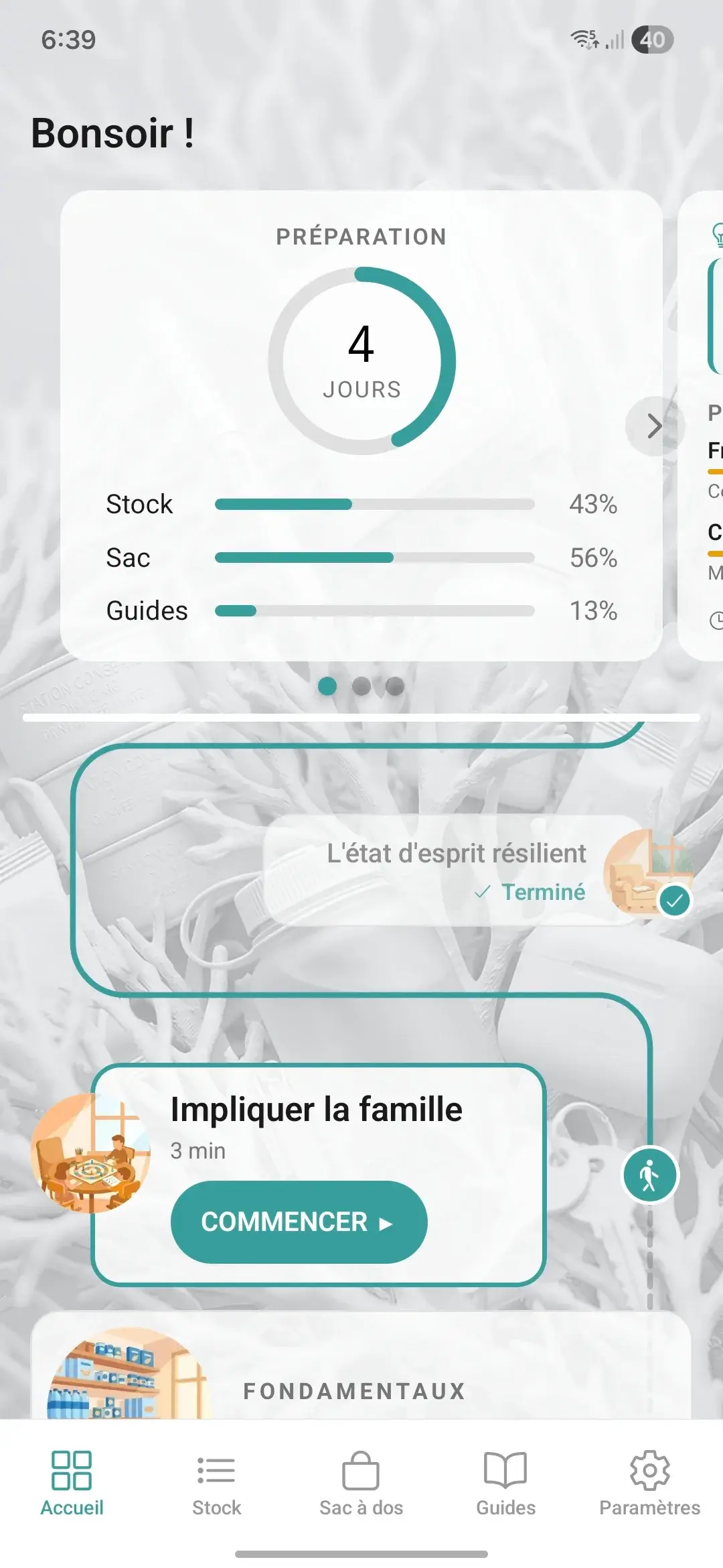 Tableau de bord Resilyo avec jauge d'autonomie